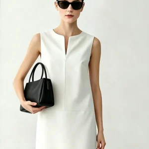 Sleeveless Women's Dress 2026 Summer New O-Neck Patchwork Lace Cutout Elegant Office Midi Women's Casual Dresses
