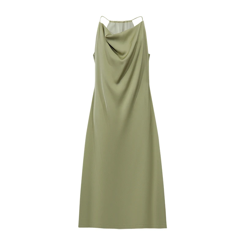 Midi Dresses 2026 Summer New Cowl Neck Fitted Waist Maxi Elegant Office Casual Spaghetti Strap Long Womens Dresses - Image 5